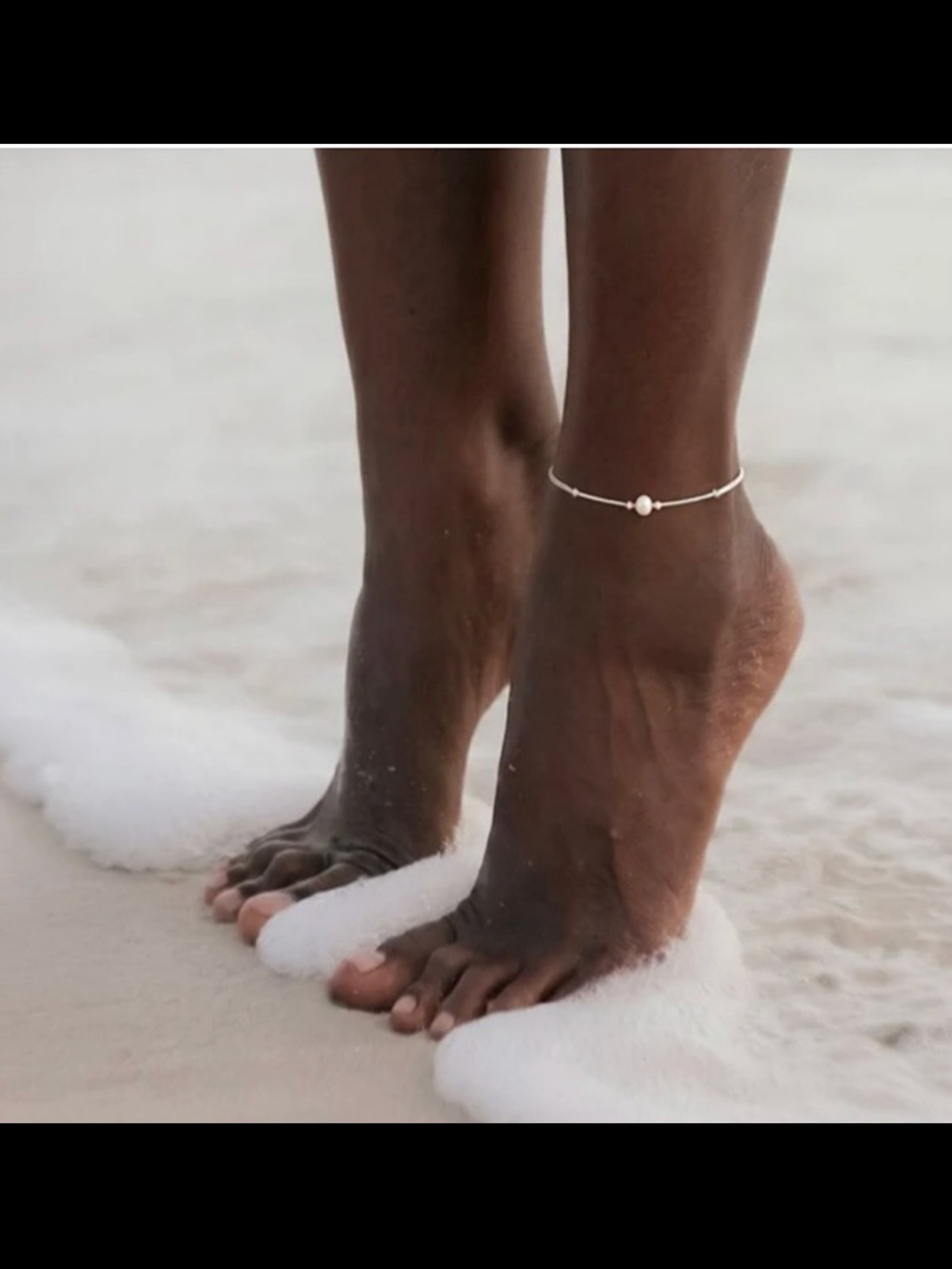 NIB Adornmonde Wish Anklet - Freshwater Pearl, 14k Solid Gold